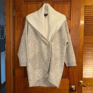 Women’s DKNY Oversized Cardigan Sweater pockets XSMALL Grey/white